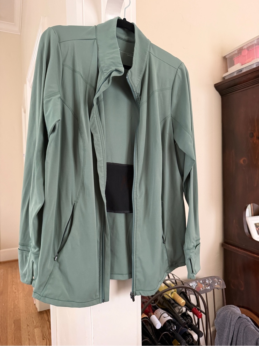 Light Sage Green Zip-Front Active Jacket